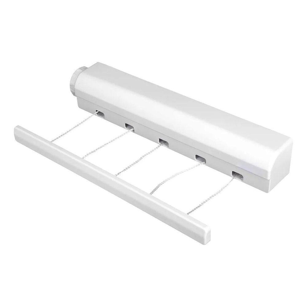 Varal Retratil De Parede 6 Ganchos 5 Cordas Ajustavel