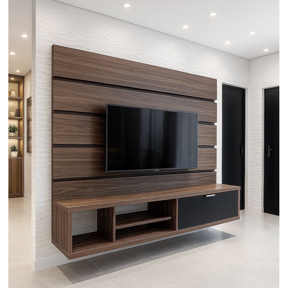 Rack com painél em MDF para sala de estar TV