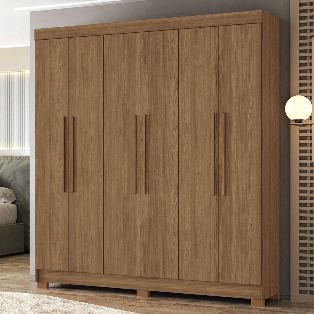 Guarda-Roupa Casal Ampére 6 Portas 2 Gavetas Jatoba - Pnr Móveis
