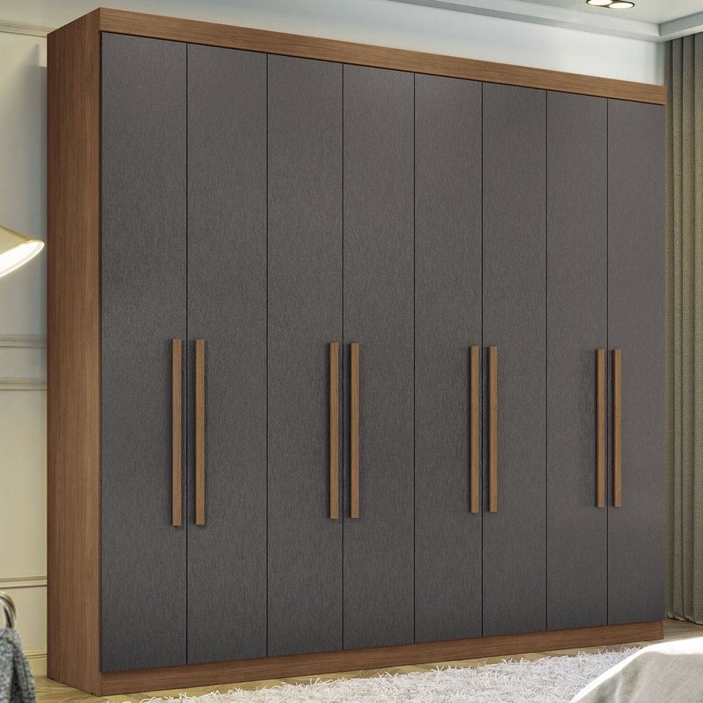 Guarda-Roupa Casal Key West 8 Portas 4 Gavetas Jatoba/Grafite - Pnr Móveis