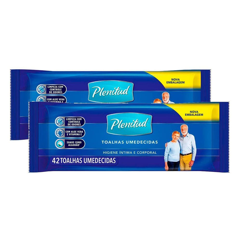 Kit 2 Toalha Umedecida Plenitud com 42 Unidades