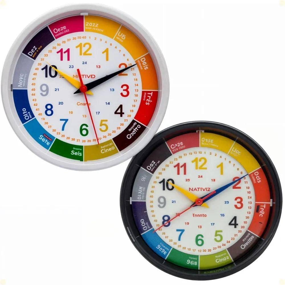 3X Relógio De Parede Educativo Didático Infantil E Aprendiza