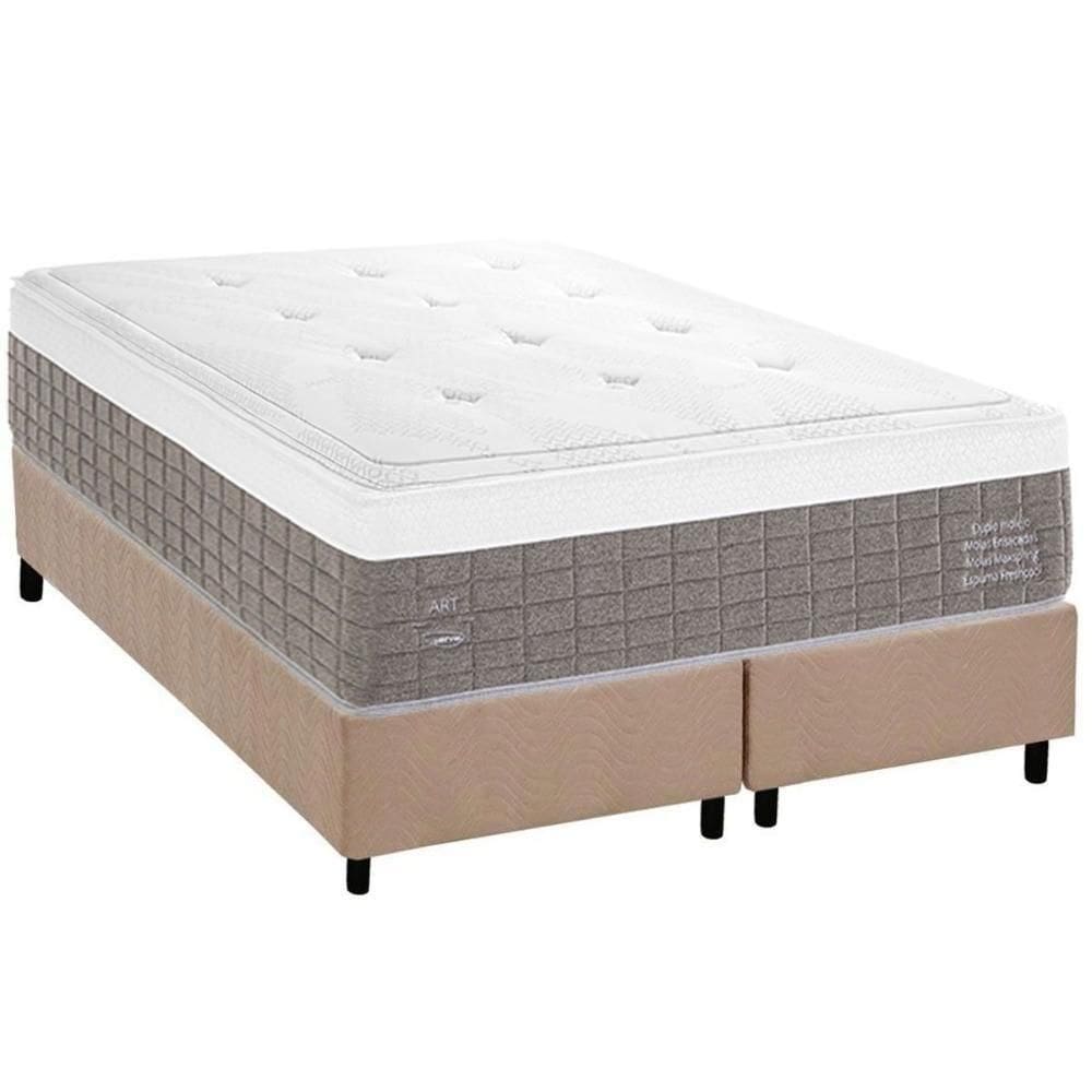 Conjunto Box King: Colchão Molas Herval Maxspring C1784 + Base Crc Suede Clean (193x203)
