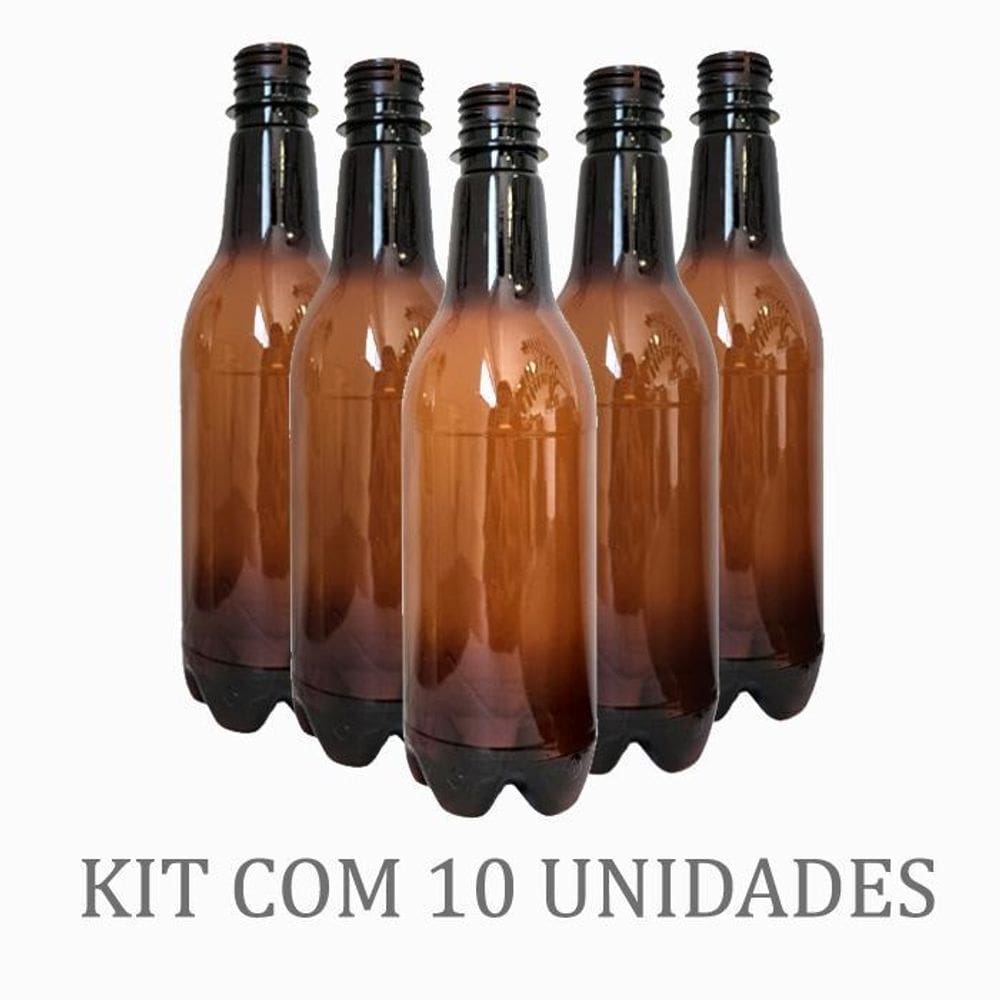 Growler Pet Âmbar 500 Ml Tipo Long Neck - Pack Com 10 Un
