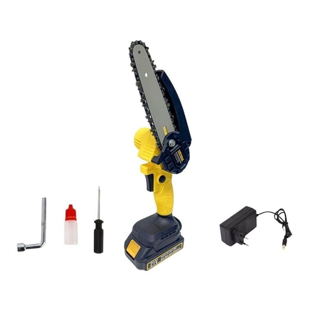Mini Motosserra Elétrica 6`` Com Bateria Recarregável Bivolt