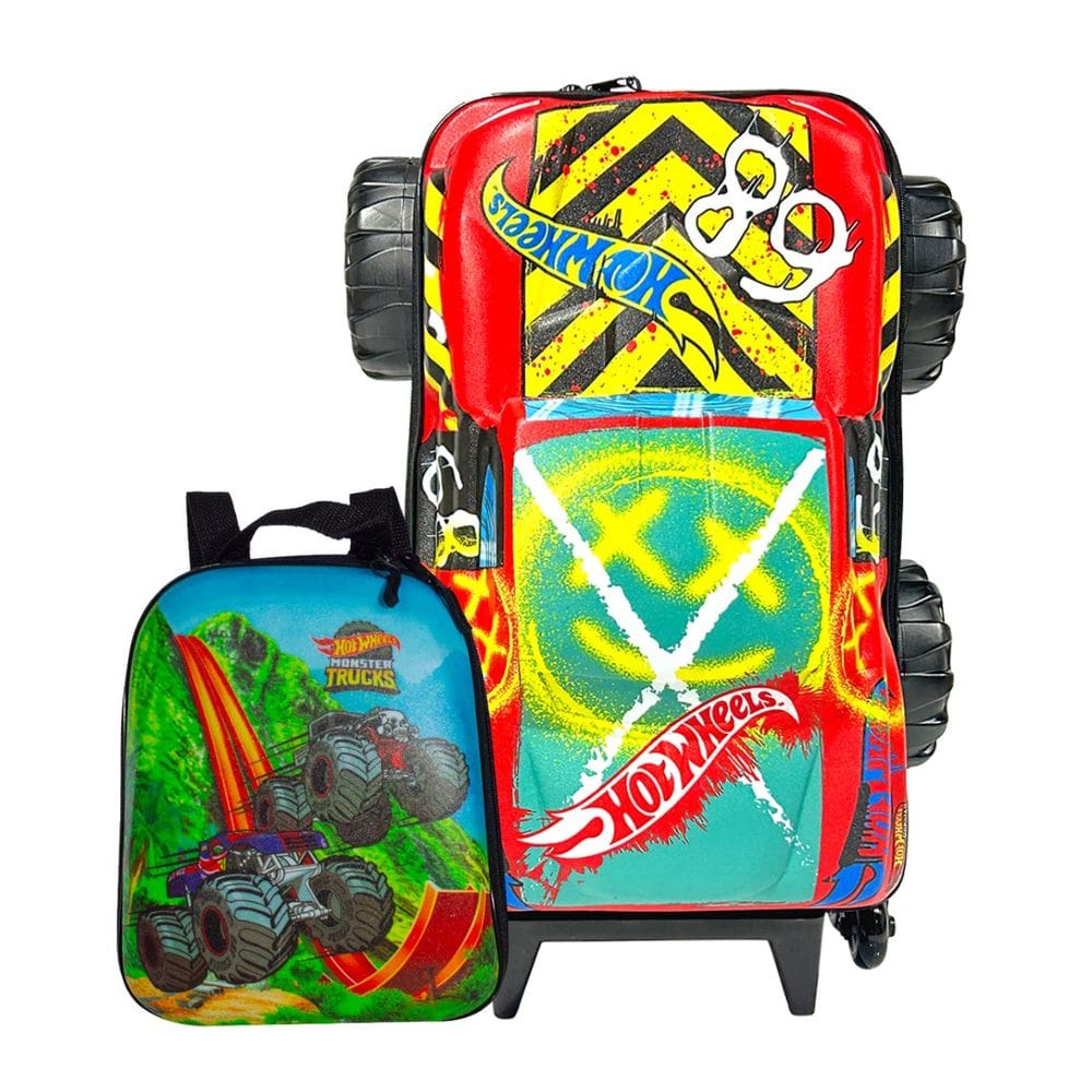 Mochila Roda Tripla Hotwheels Derby Monster Trucks Lancheira