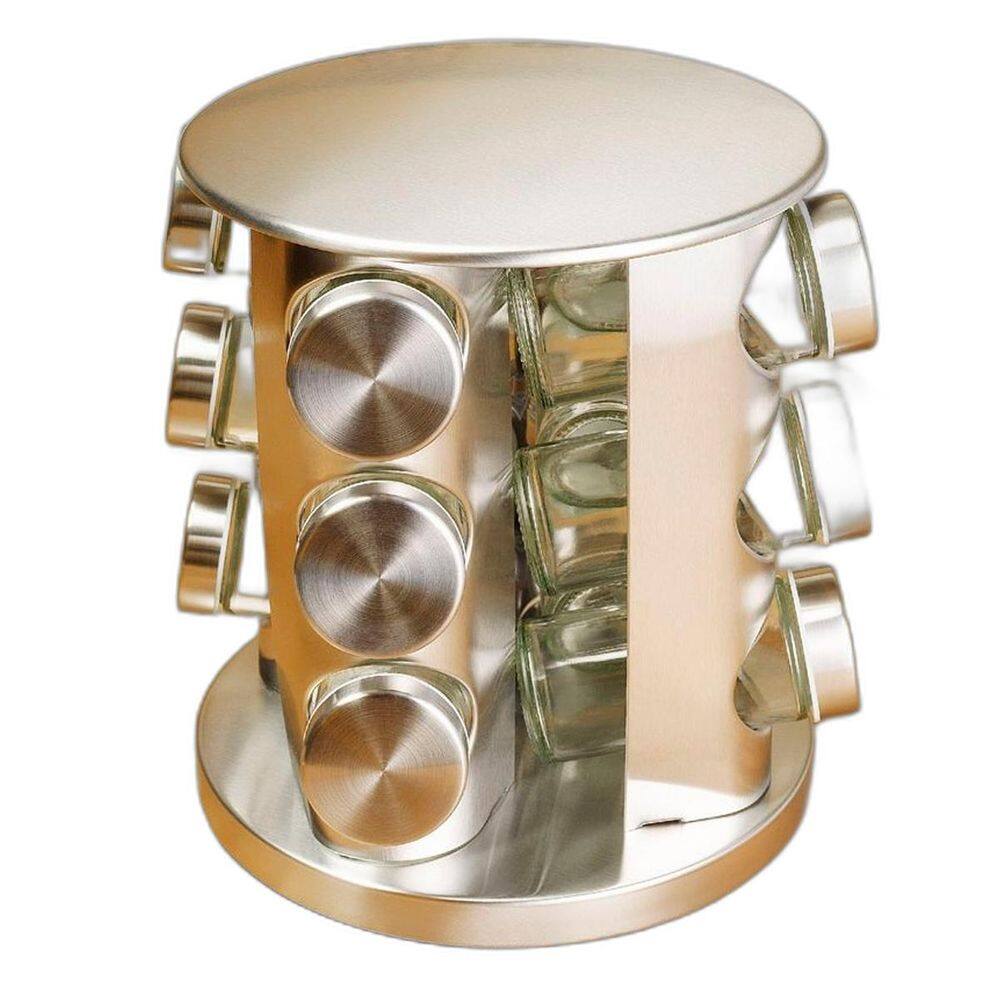 Conjunto Porta Condimento Giratório Vidro Tampa Inox