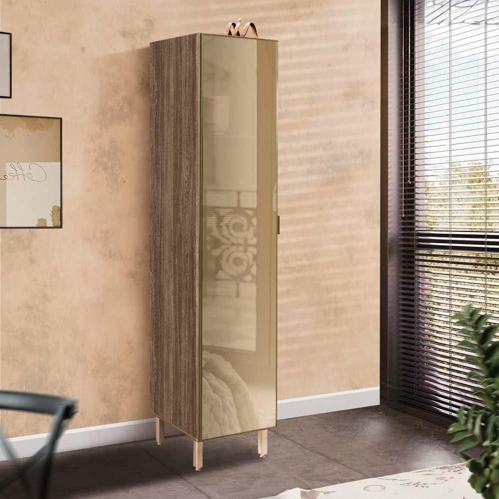 Paneleiro Cozinha Porta De Vidro Reflecta Carvalho Rústico