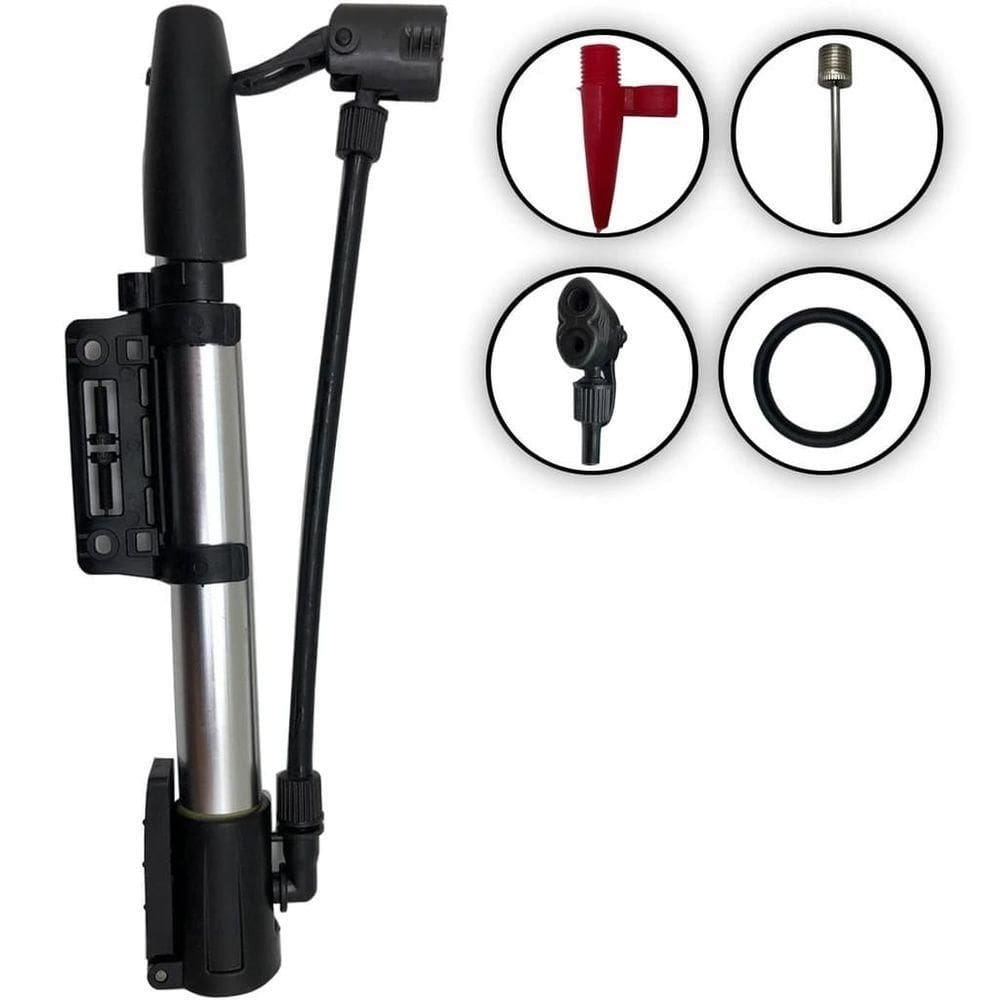 Bomba De Ar Com Suporte Encher Pneu Bicicleta, Carro, Bola, Boias, Bico Fino E Grosso