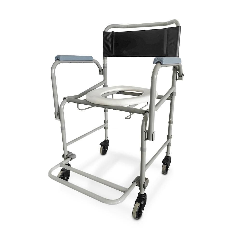 Cadeira de Banho Higiênica Dellamed Dobrável e Desmontável até 120 Kg Preto e Cinza D40