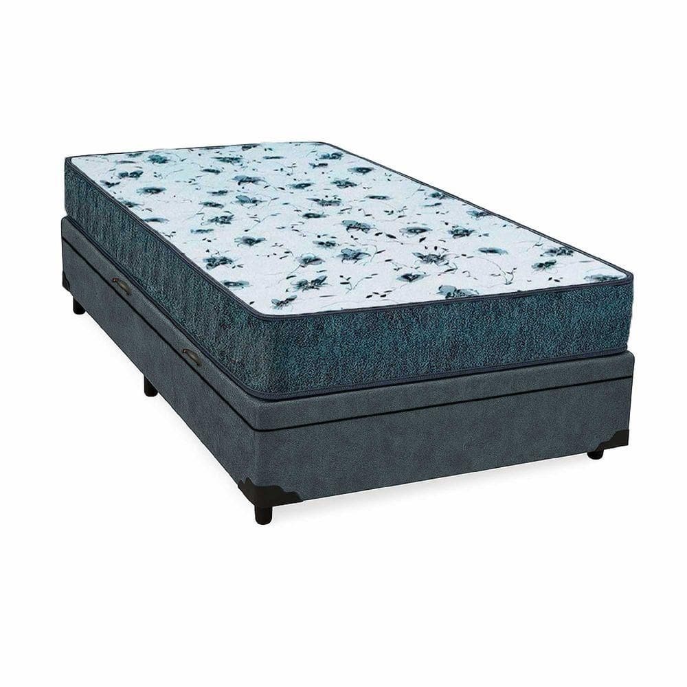 Cama Box Baú Solteiro 88 Suede Cinza Com Colchão Alegro Espuma D28 Cinza 58x88x188