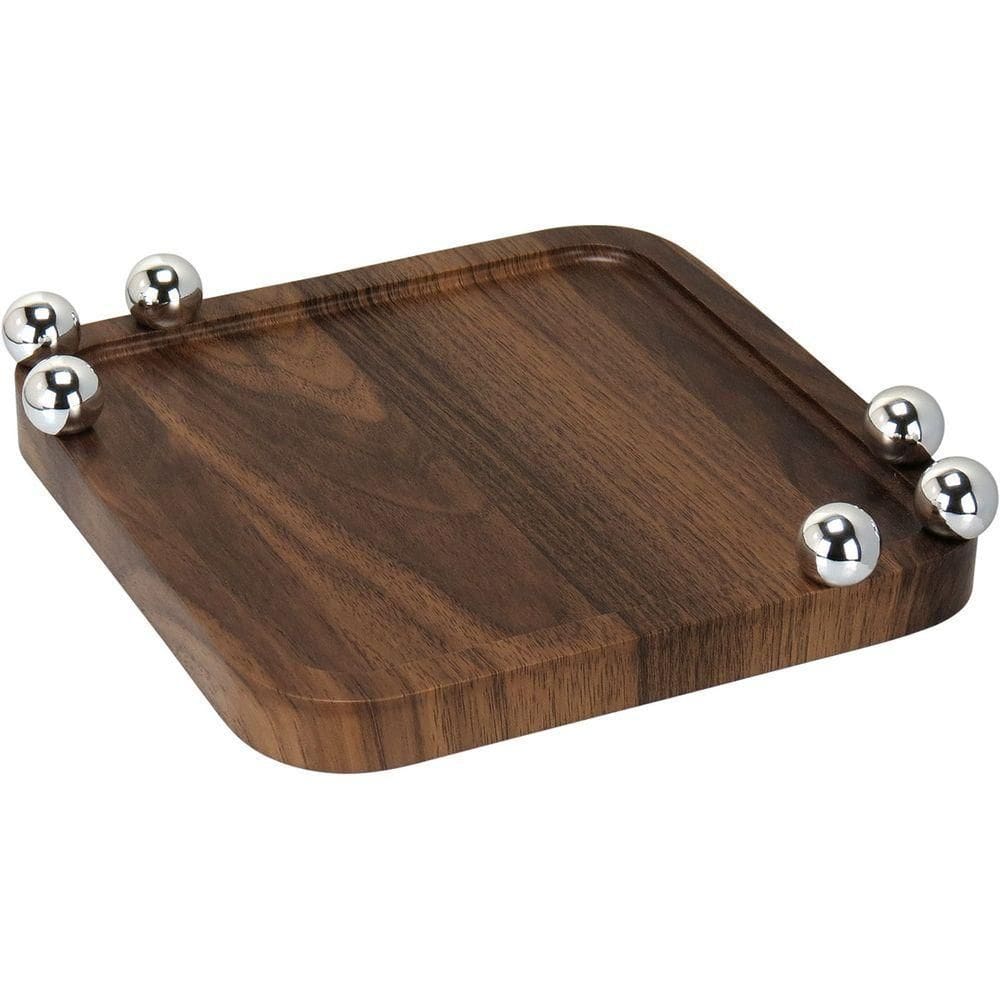 Bandeja Quadrada Home&co Esfera De Plástico Mdf Marrom 2x20