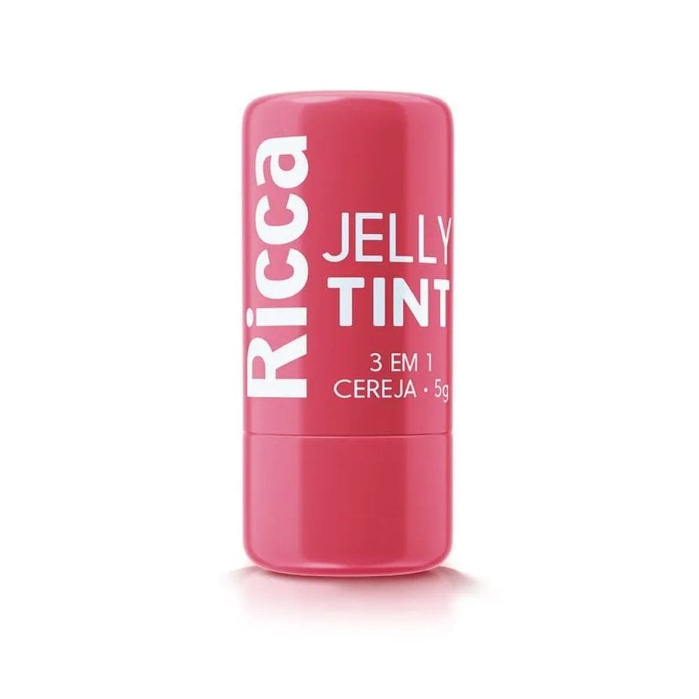 Bastão Ricca Jelly Tint 3 em 1 Cereja para Lábios, Bochechas e Olhos