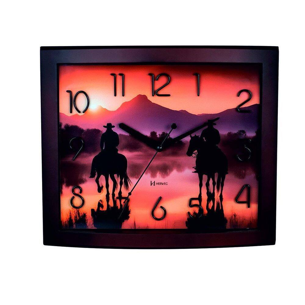 Relógio De Parede Retangular Cavalos Herweg 6914