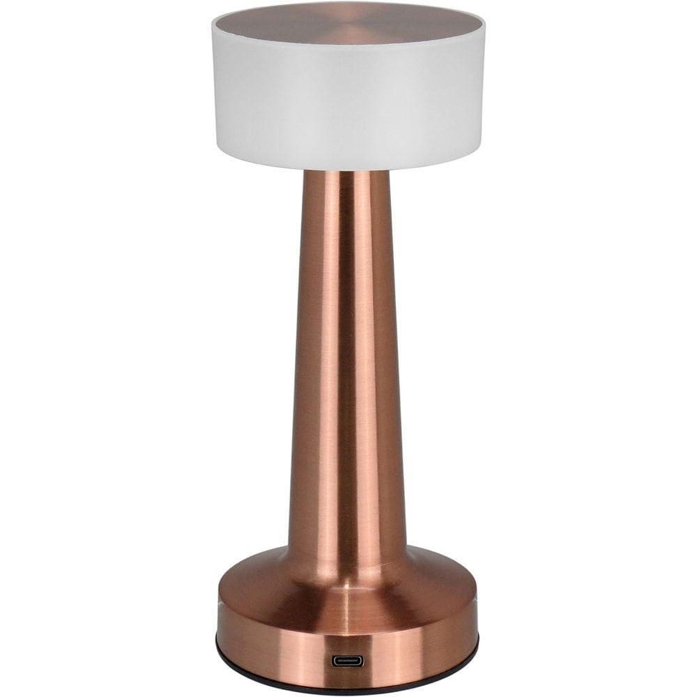 Luminaria De Mesa Decorativa Led Usb Metal 21x9x9cm Cobre