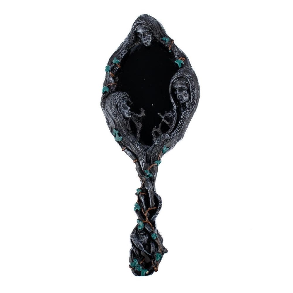 Espelho De Mão Esotérico 30Cm Faces Místicas