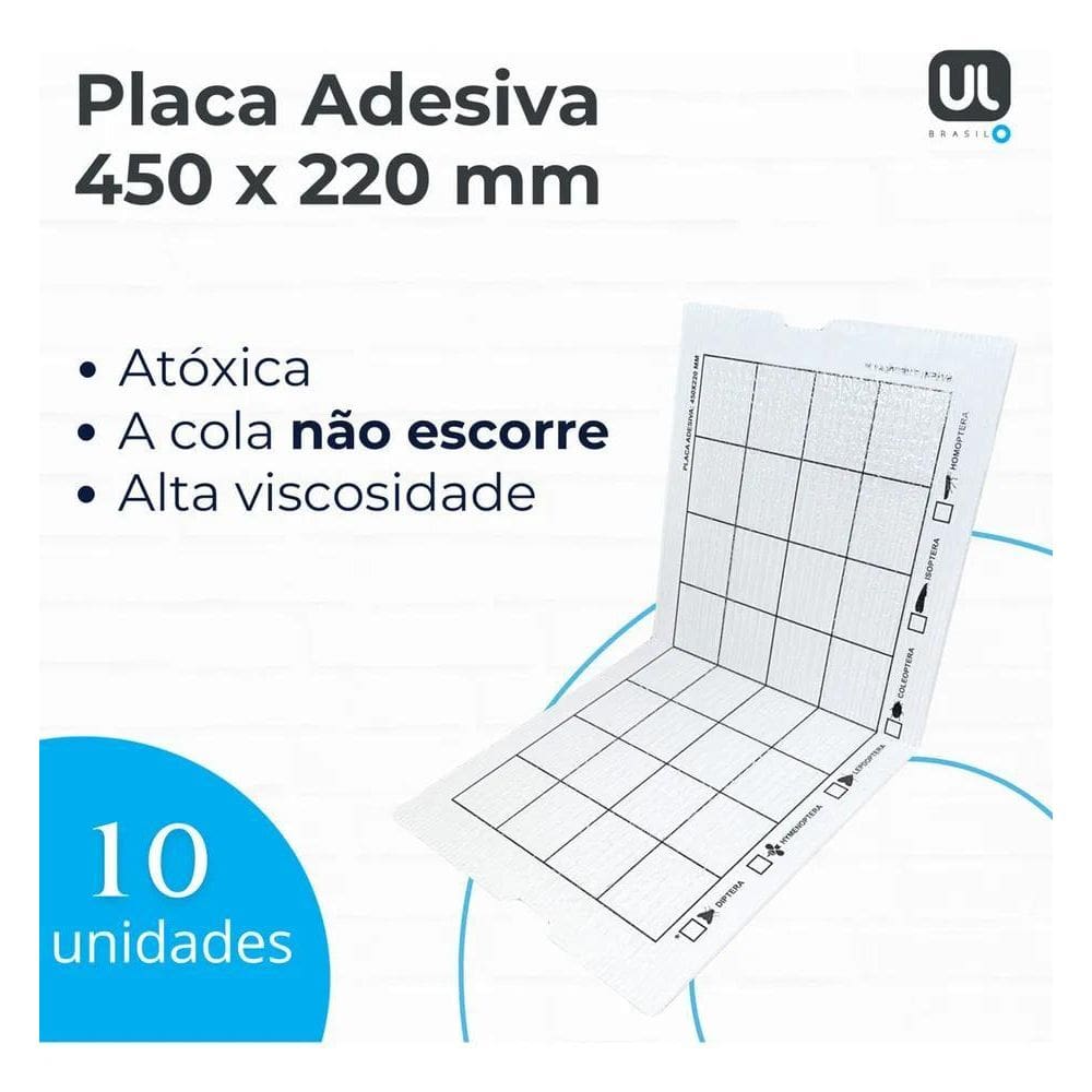 2X 10 Placas Adesivas 450X220 Pega Mata Mosca Mosquito Inset