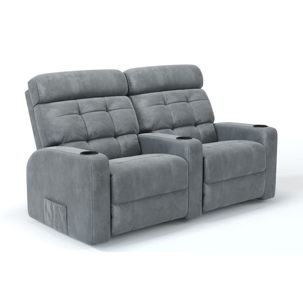 Sofá 2 Lugares Reclinável Elétrico Em Tecido Suede Linha Cinema