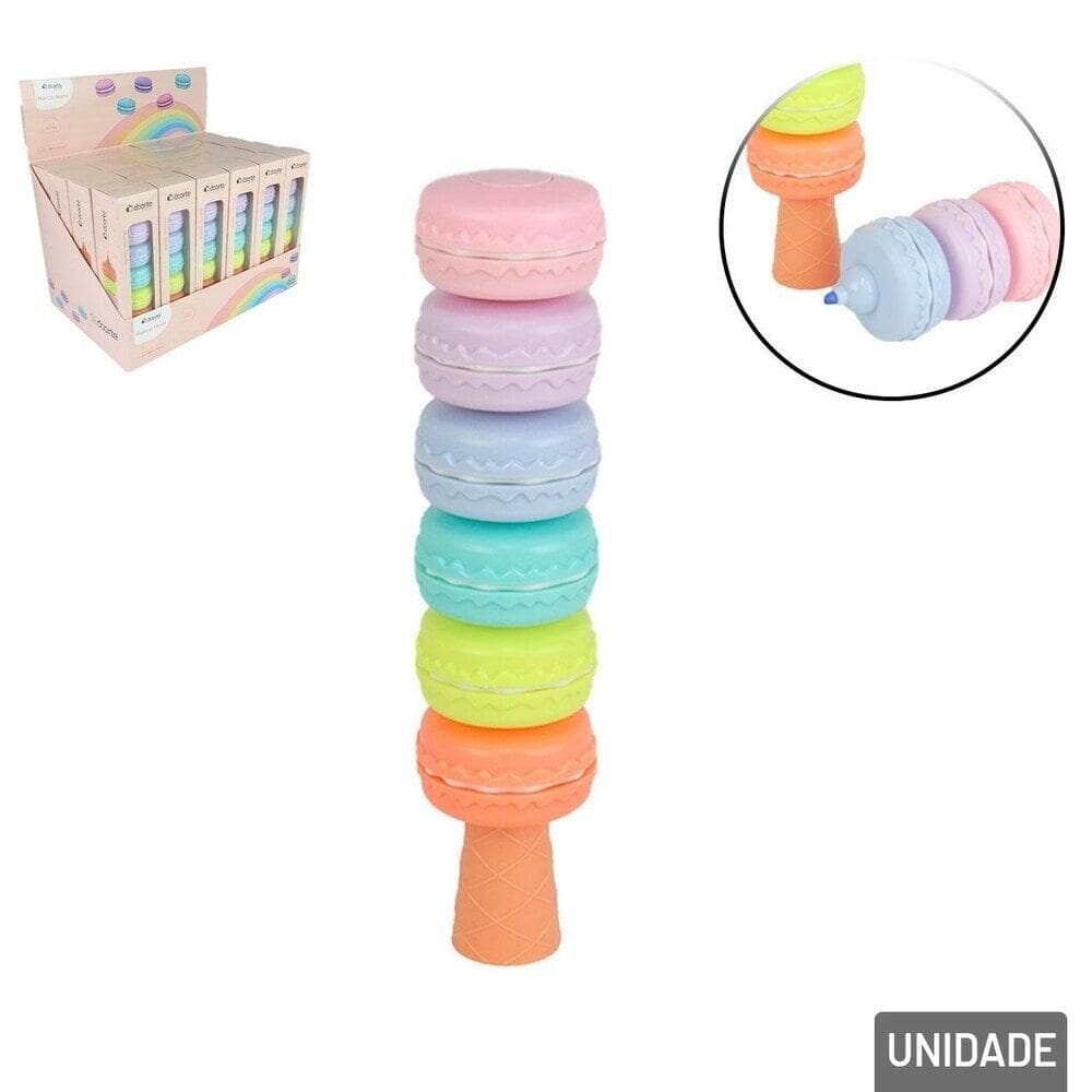 Caneta Marca Texto 06 Pçs Macaron de Montar Color - Tudo em Caixa
