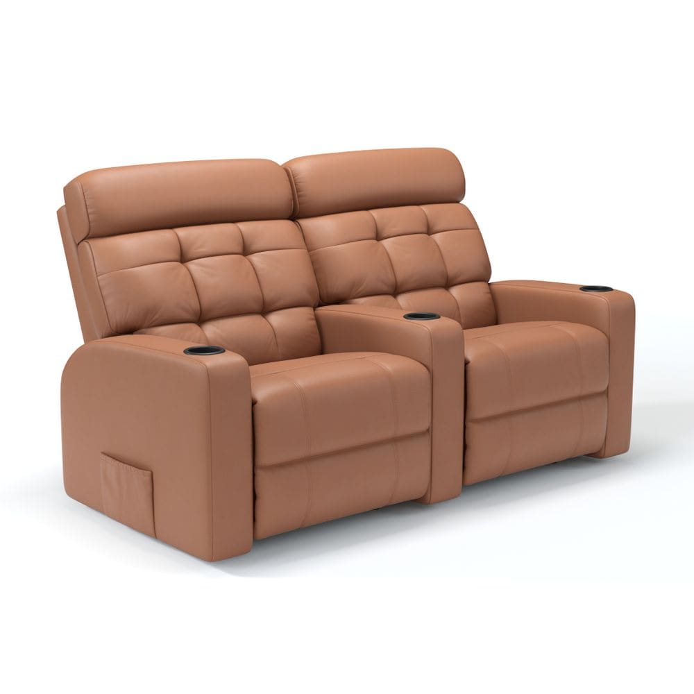 Sofá 2 Lugares Reclinável Elétrico Em Couro Bovino Cinema