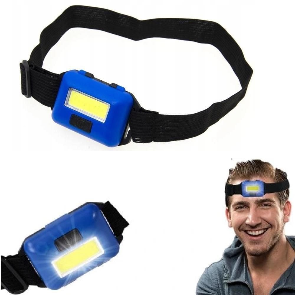 Lanterna Farol De Cabeça Multiuso Bike Moto Camping Trilha Pesca Corrida Sinalizador Testa A Pilha Azul