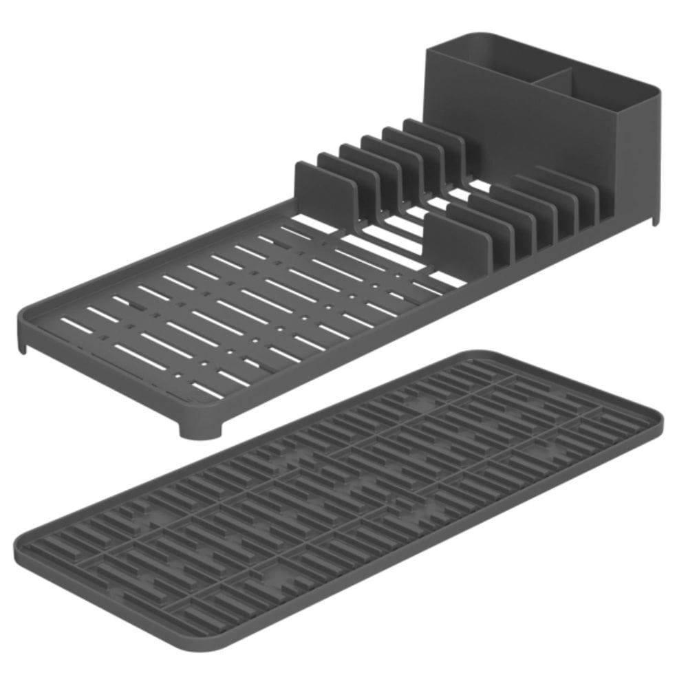 Escorredor De Louça E Tapete De Copo Compacto Single Grafite