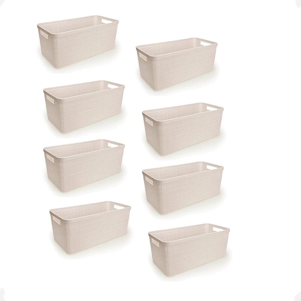Kit 8 Cesto Juta Organizador Alongado Grande Decoração