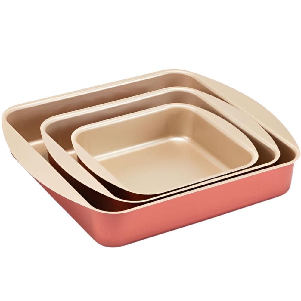 Jogo De Assadeiras Forma Quadrada 03 Peças Antiaderentes