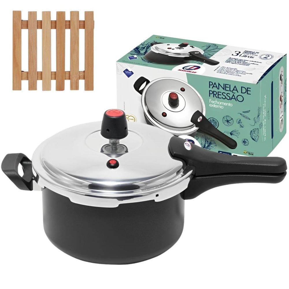 Panela De Pressão 3L Fechamento Externo + Descanso De Panela
