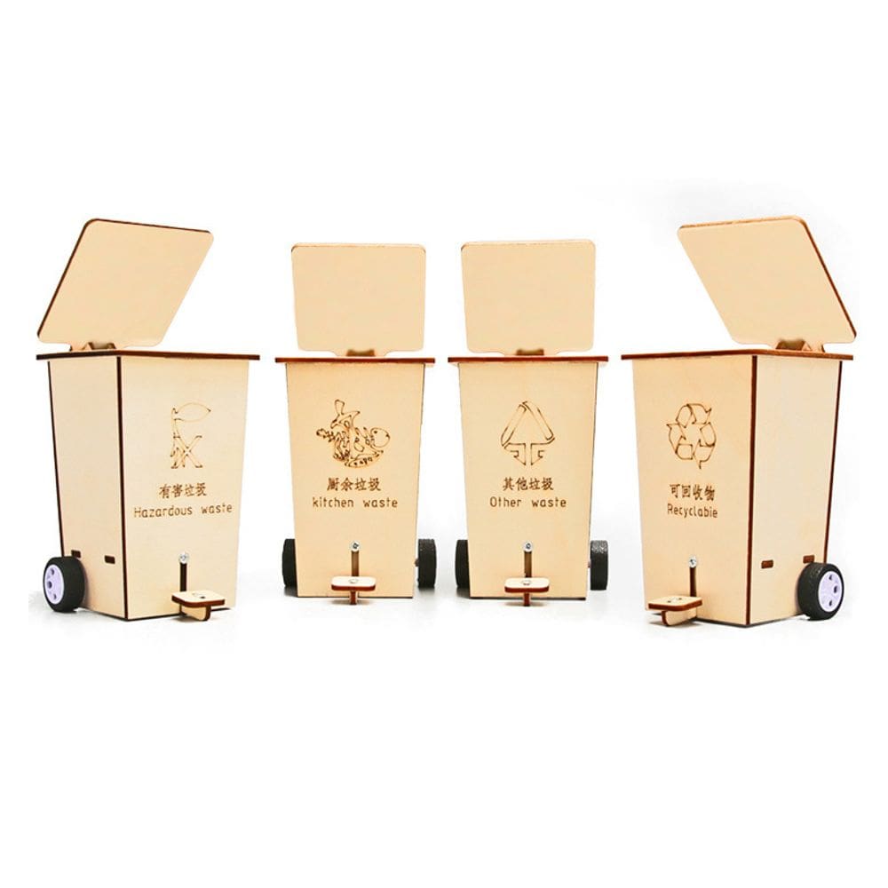 Conjunto de lixeira de madeira Science Kits, 4 peças de bricolage para crianças de 8 anos ou mais