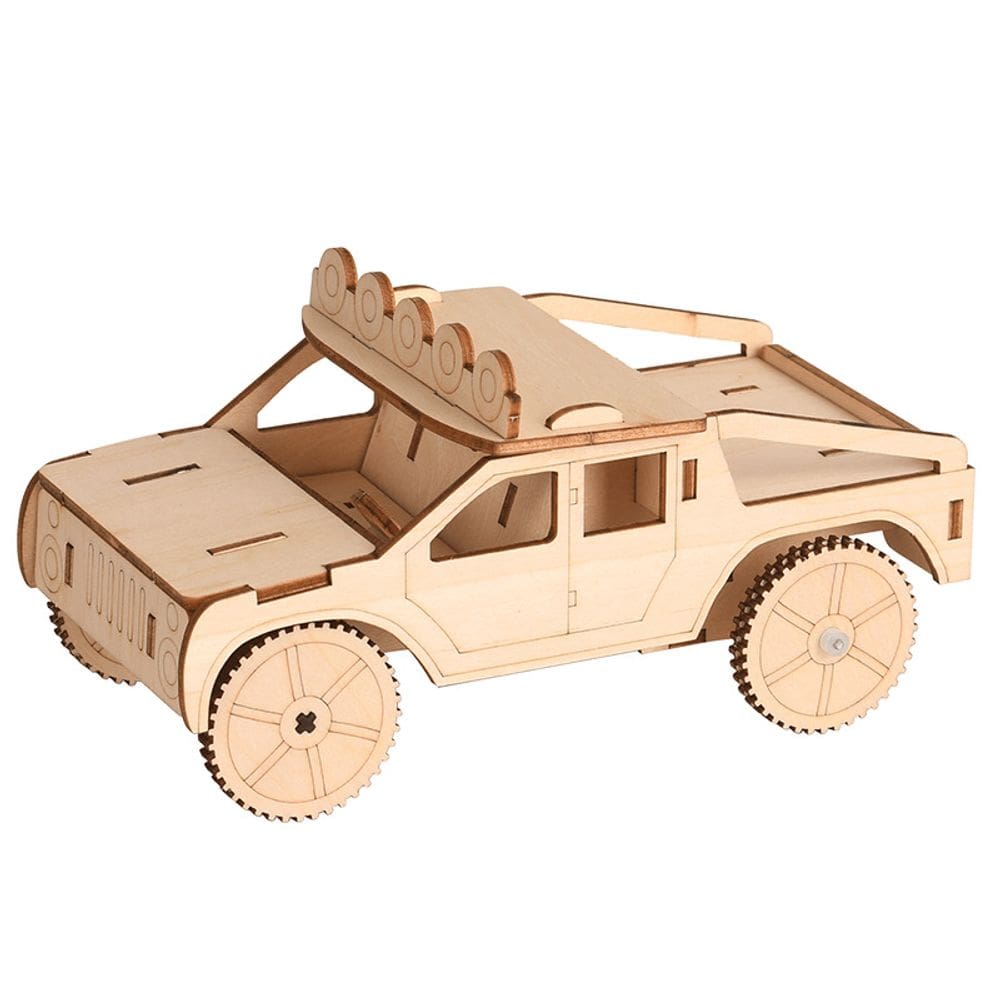 Experimentos científicos de carros de tração off-road de madeira para crianças