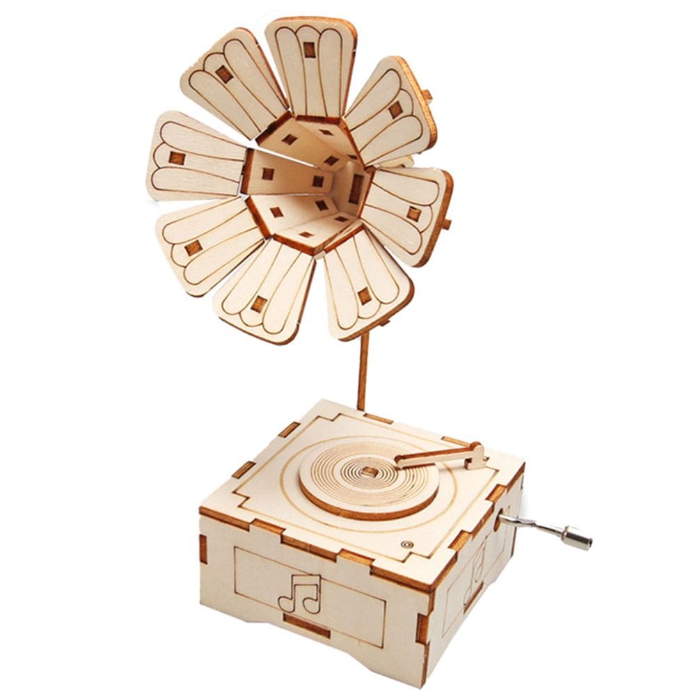 Kit científico: gramofone de madeira para crianças DIY STEM Science E