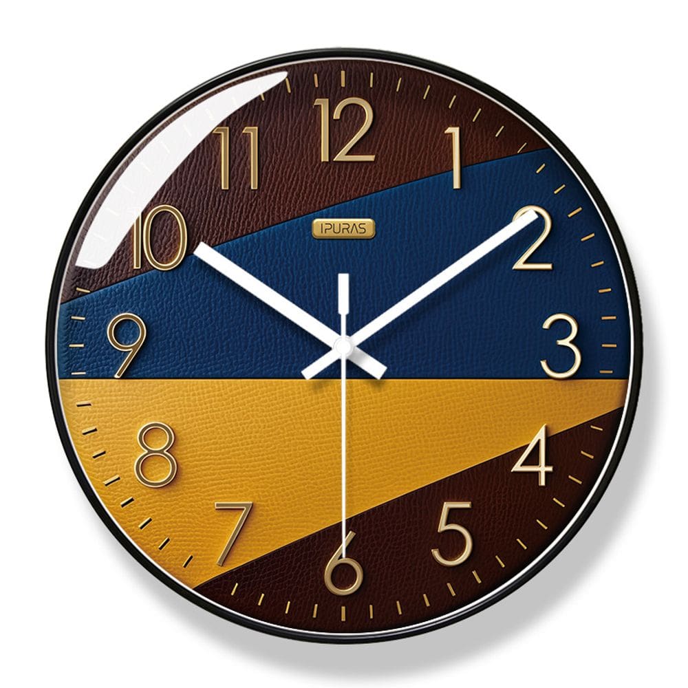 Relógio de parede moderno inspirado em couro, quartzo antiaderente de 30 cm