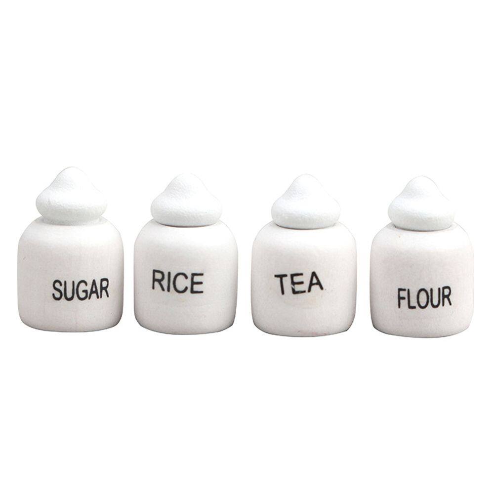 Conjunto de potes de casa de bonecas em miniatura para armazenamento de cozinha em madeira, escala 1:12