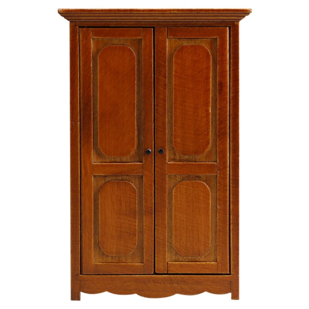 Móveis de guarda-roupa Dollhouse de madeira vintage em escala 1:12