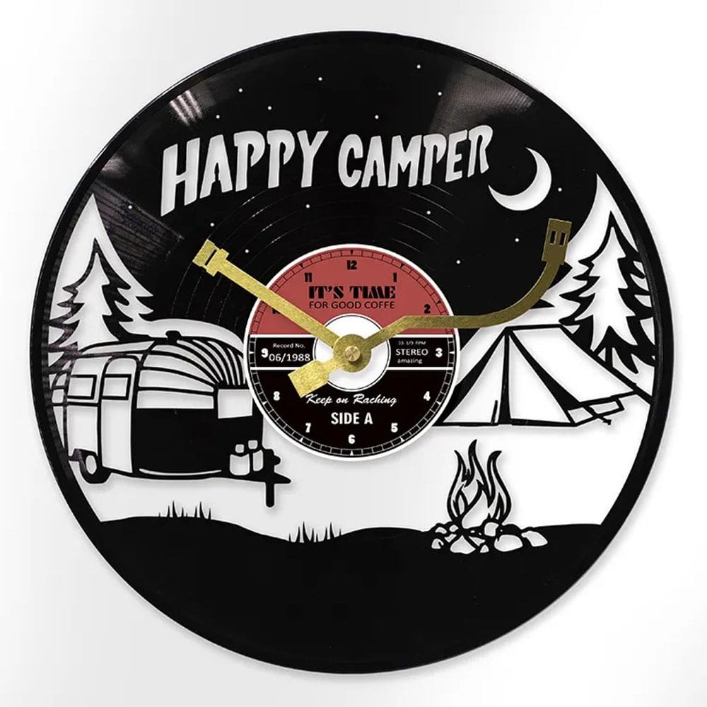 Relógio de parede Happy Camper Vinyl Disc Retro Camper & Tent