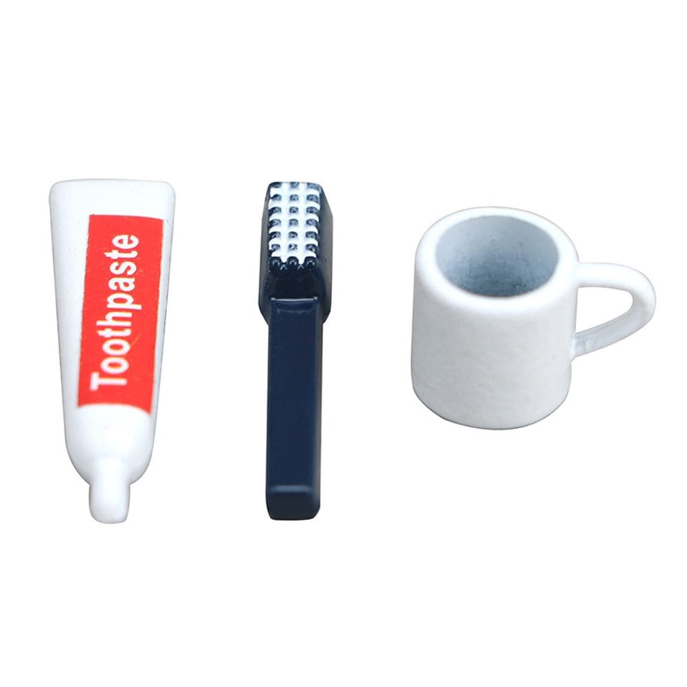 Conjunto de acessórios de banheiro com móveis de casa de bonecas em miniatura, 3 unidades