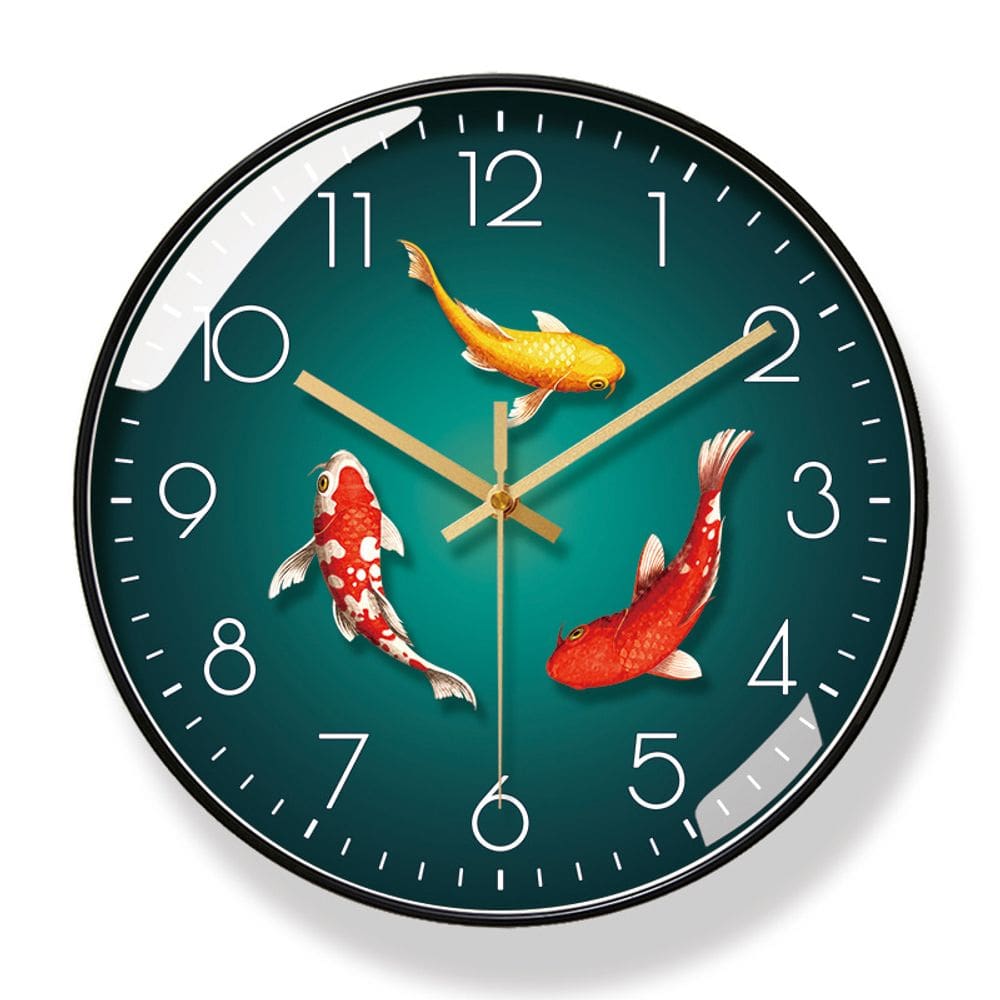 Relógio de parede Koi Fish Design 30 cm Silent Non-Ticking