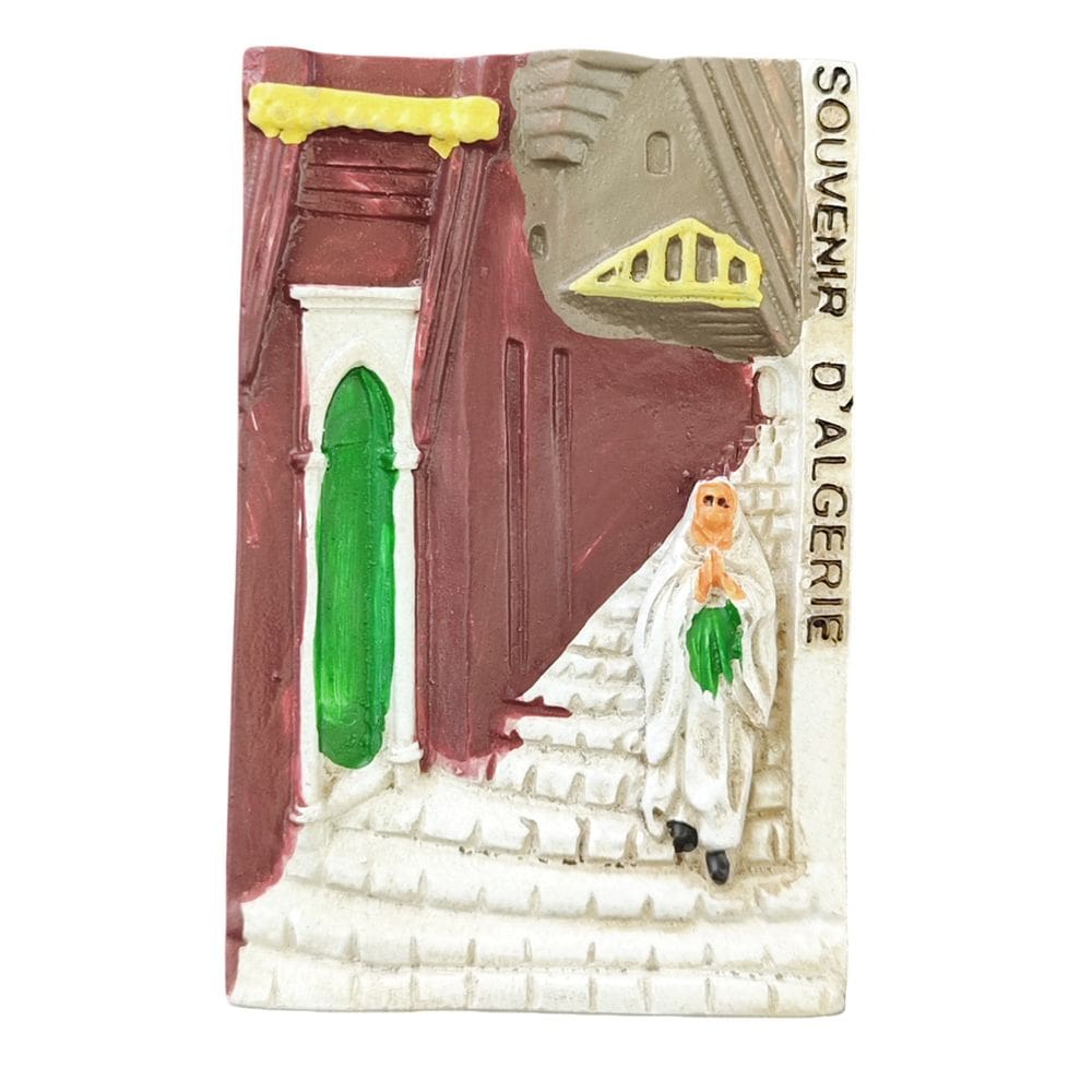 Lembrança magnética de geladeira Artesanato em resina 3D da Argélia com boneco de oração