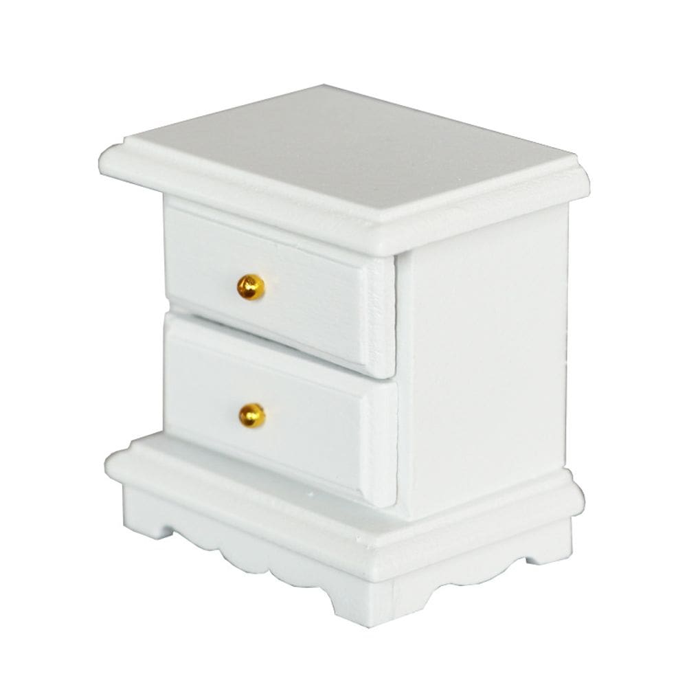 Mobiliário de casa de bonecas em miniatura, mesa de cabeceira de madeira branca