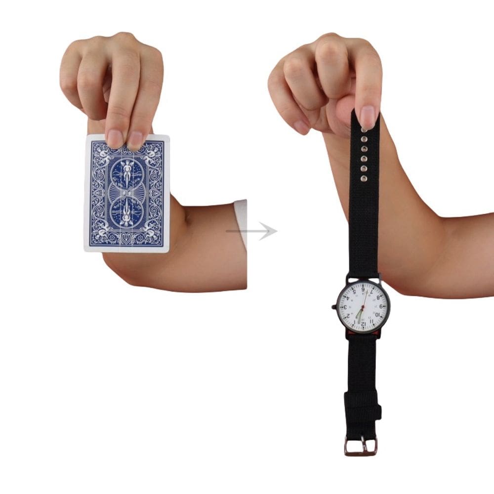 Material de PVC Magic Trick Card to Wristwatch Illusion