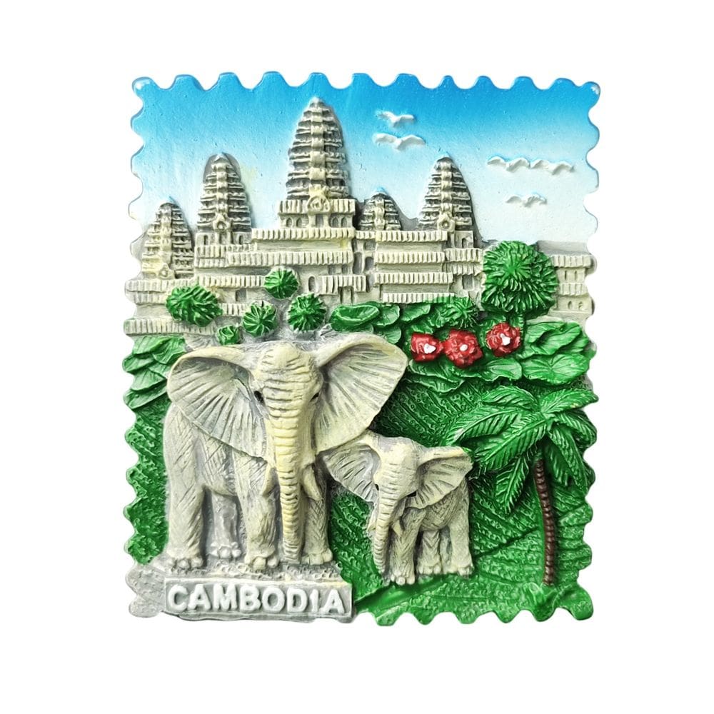 Imã de geladeira Cambodia Elephant 3D Resin AngkorSwat Design