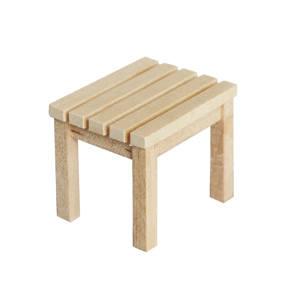 Mobiliário de casa de bonecas em miniatura, banco quadrado de madeira, escala 1:12