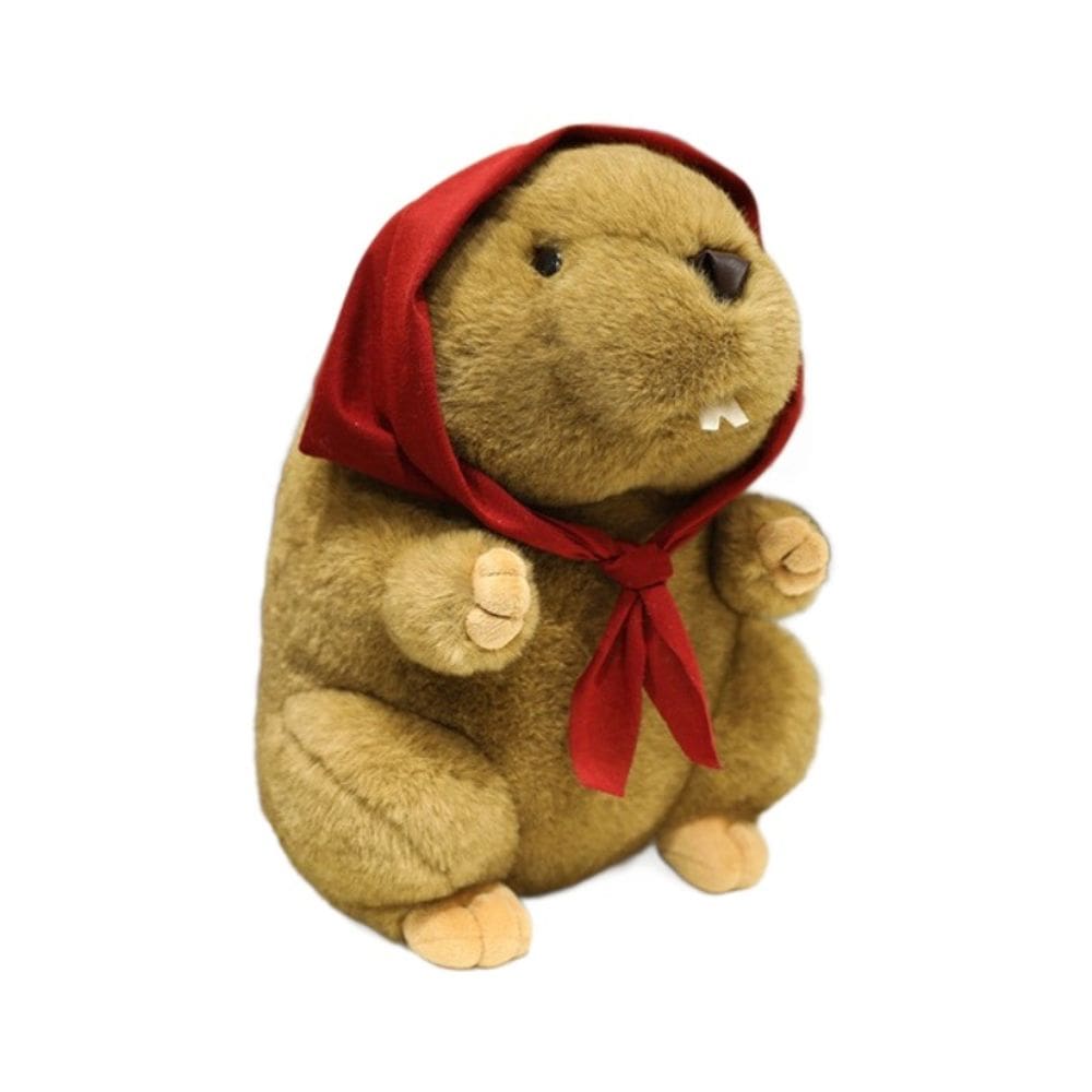 Boneca de pelúcia Groundhog com capuz vermelho de 25 cm — fofa e macia