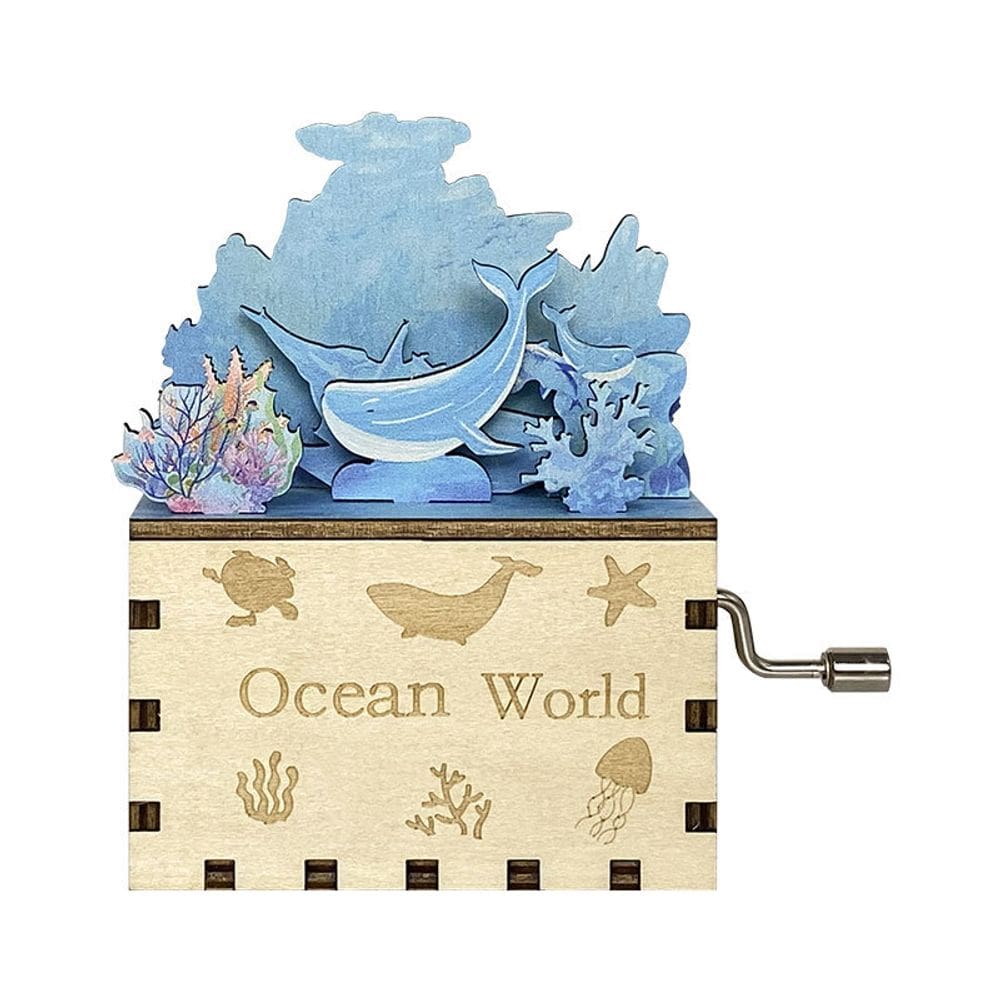 Kit de quebra-cabeça Caixa de música DIY Ocean World Wooden Hand-Manivela