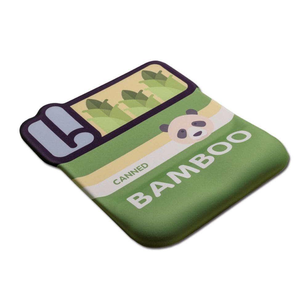 Mouse pad com design de panda de bambu enlatado com suporte de pulso