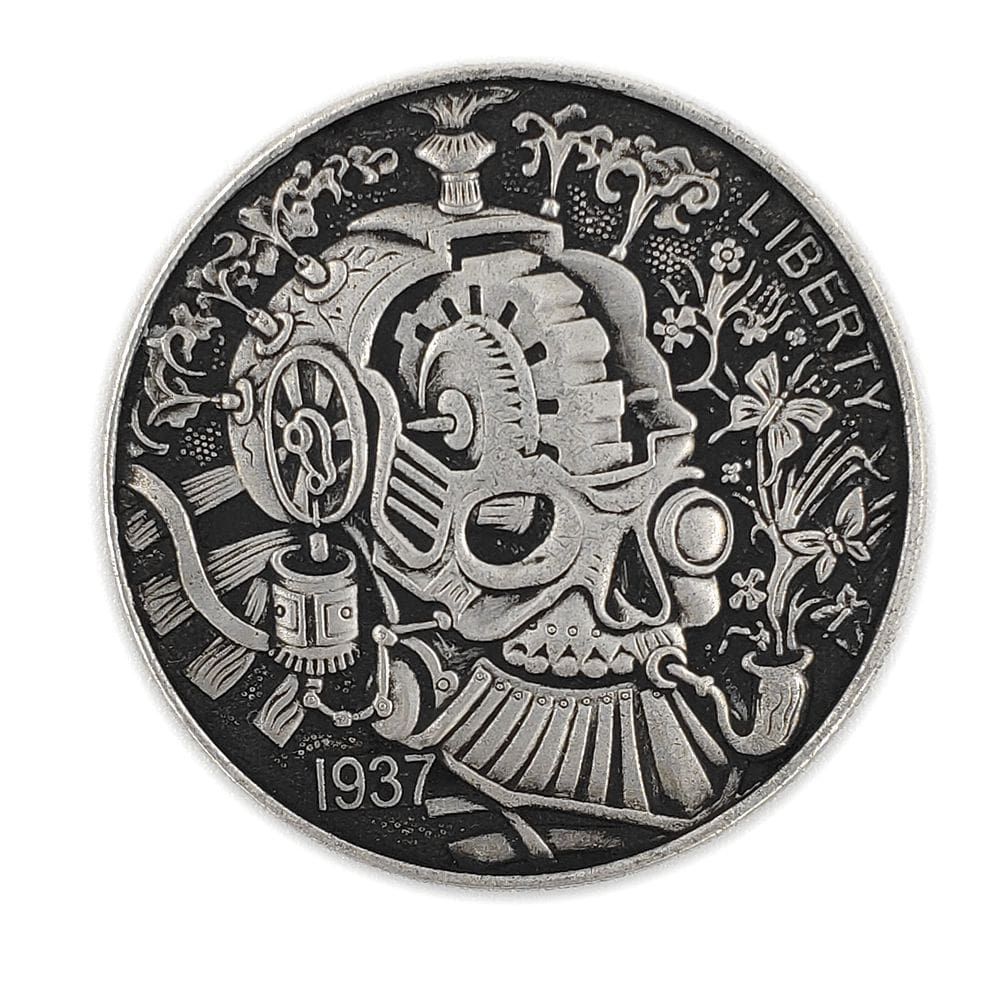 Moeda Comemorativa Mecânica Crânio 1937 38mm Cobre