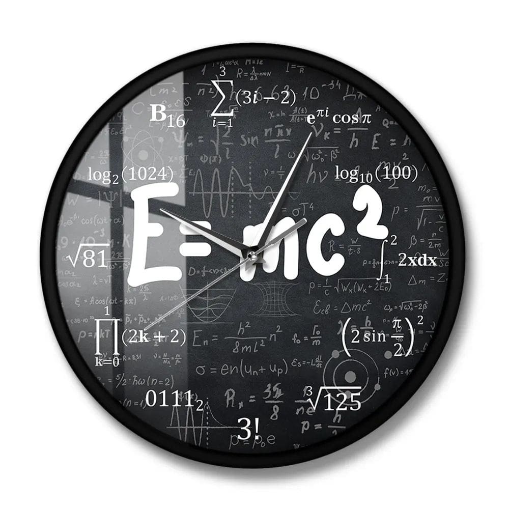 Relógio de parede E = mc² Equação de física moderna de 30 cm de plástico