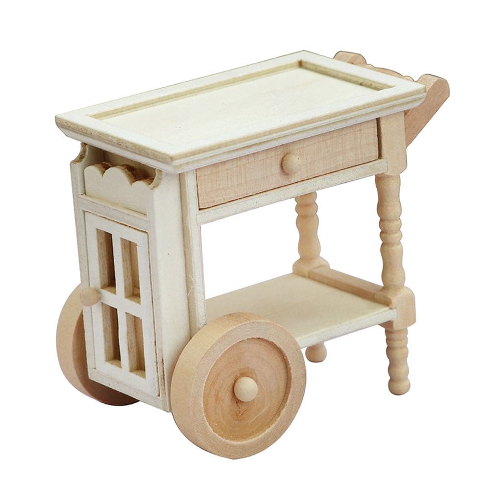 Carrinho de jantar para móveis de casa de bonecas em miniatura em escala 1:12