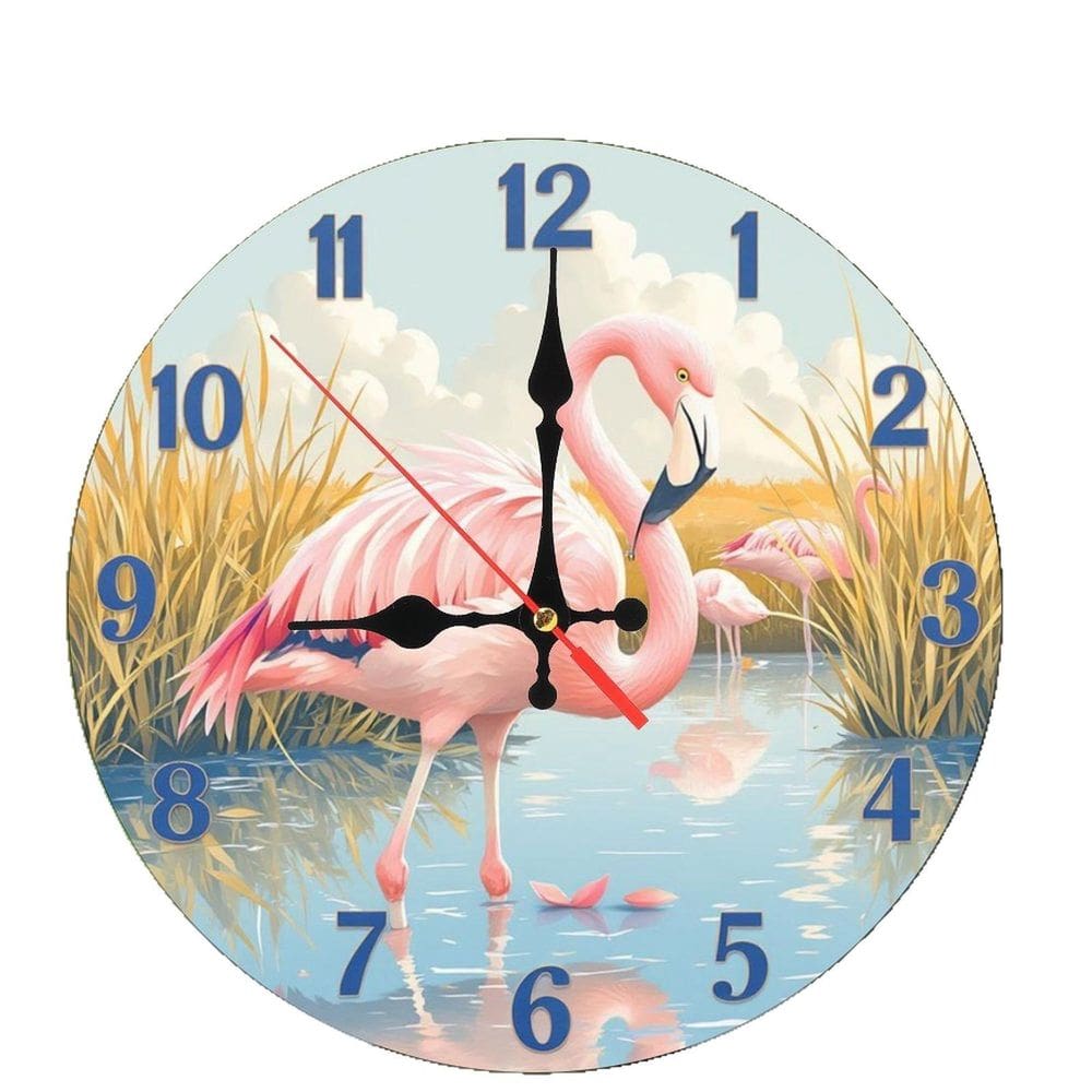 Relógio de parede Flamingo, 30 cm de diâmetro, silencioso e sem tique-taque